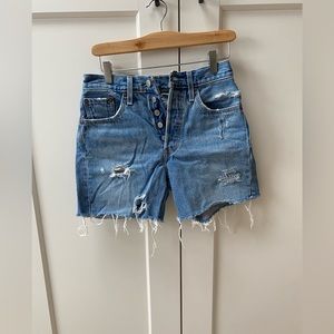 Levi’s 501 distressed Hi- waisted Jean shorts